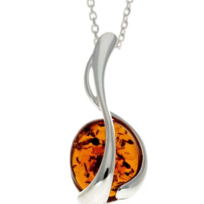 Ciondolo con chiave di violino moderna in argento sterling 925 e ambra baltica - GL373