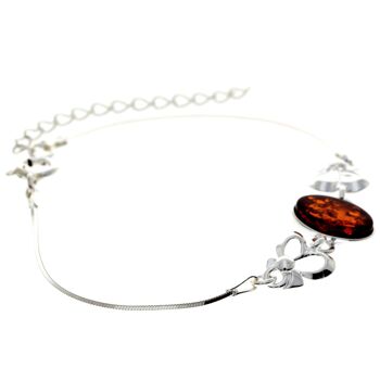 Bracelet ajustable en argent sterling 925 et ambre de la Baltique avec des coeurs en argent - M559 4