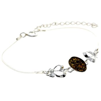 Bracelet ajustable en argent sterling 925 et ambre de la Baltique avec des coeurs en argent - M559 5