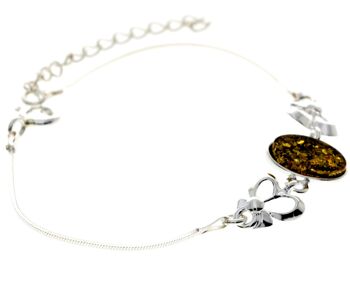 Bracelet ajustable en argent sterling 925 et ambre de la Baltique avec des coeurs en argent - M559 8
