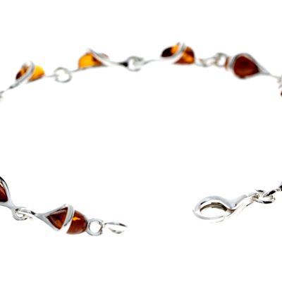 925 Sterling Silver & Baltic Amber Modern Link Bracelet - GL554