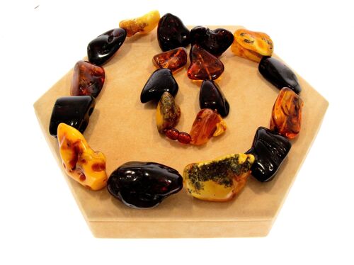 Genuine Multicoloured Baltic Amber Large Nuggets Luxurious Necklace - NE0165