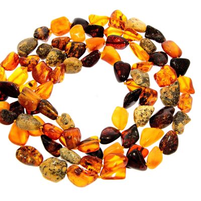Genuine Multicoloured Baltic Amber Nuggets Luxurious Long Necklace - NE0182
