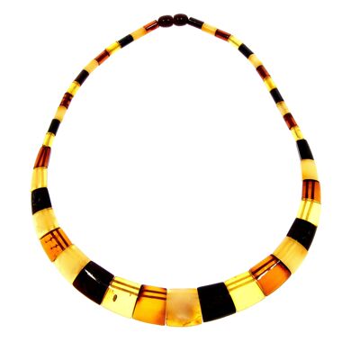 Collier égyptien en ambre multicolore NE0190 fabriqué avec de l'ambre véritable de la Baltique