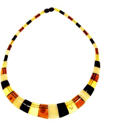 Collar Egipcio de Ámbar Multicolor NE0189 hecho con Ámbar Báltico Genuino