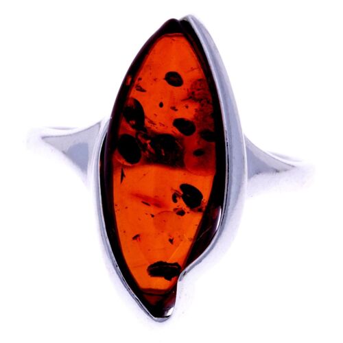 925 Sterling Silver & Baltic Amber Classic Designer Ring - GL710