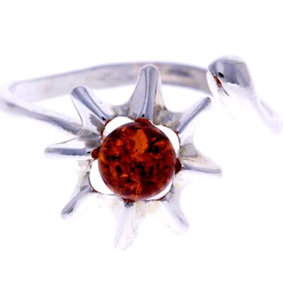 925 Sterling Silver & Baltic Amber Modern Designer Ring - GL703