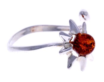 Bague de créateur moderne en argent sterling 925 et ambre de la Baltique - GL703 4