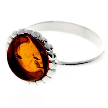 Bague de créateur moderne en argent sterling 925 et ambre de la Baltique - GL731 2