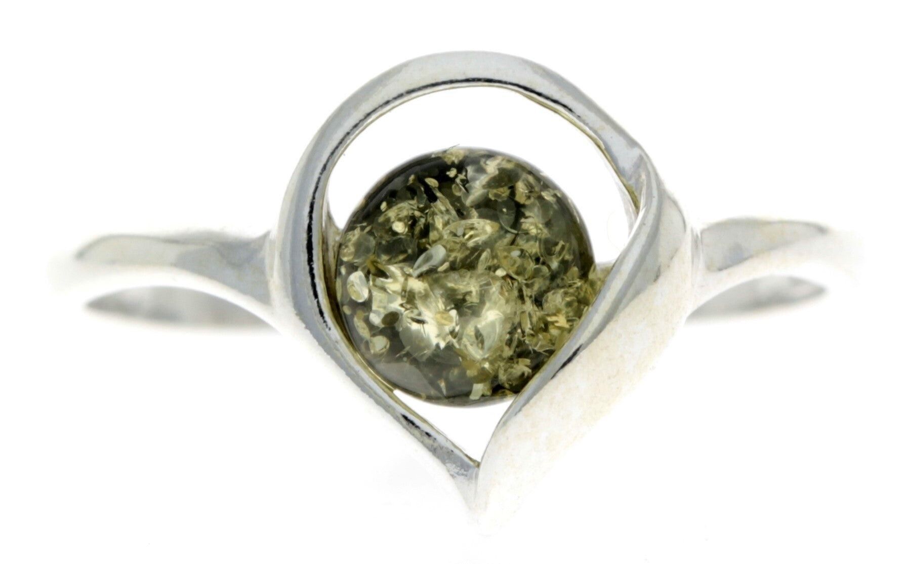 Moderner Designerring aus 925er Sterlingsilber und baltischem Bernstein - GL725