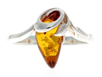 Bague de créateur moderne en argent sterling 925 et ambre de la Baltique - GL717 6