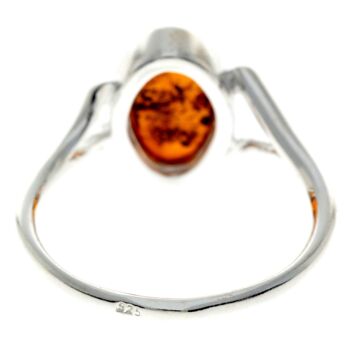 Bague de créateur classique en argent sterling 925 et ambre de la Baltique - 7108 - Vert 3