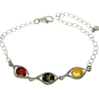 Pulsera ajustable moderna de plata de ley 925 y ámbar báltico 20 cm - GL537