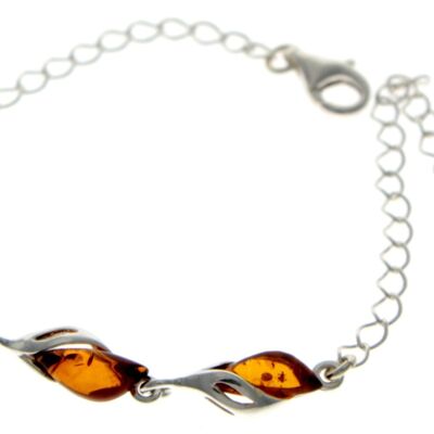 Pulsera ajustable moderna de plata de ley 925 y ámbar báltico 20 cm - GL533