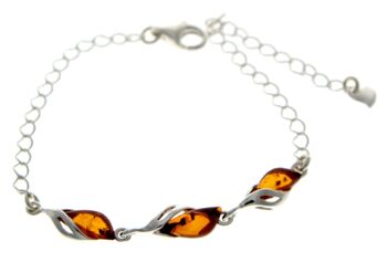 Bracelet Ajustable Moderne Argent 925 & Ambre Baltique 20 cm - GL533 6