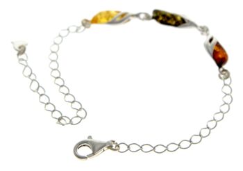 Bracelet Ajustable Moderne Argent 925 & Ambre Baltique 20 cm - GL533 11