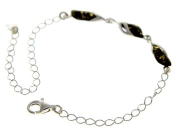 Bracelet Ajustable Moderne Argent 925 & Ambre Baltique 20 cm - GL533 17