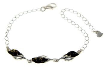 Bracelet Ajustable Moderne Argent 925 & Ambre Baltique 20 cm - GL533 18