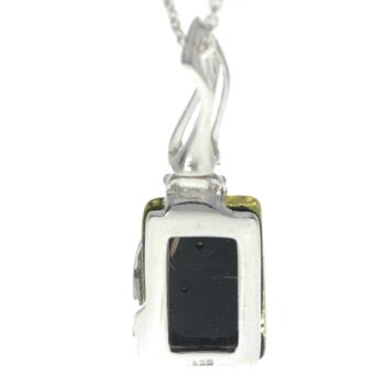 Pendentif moderne rectangulaire en argent sterling 925 et ambre véritable de la Baltique - GL253B 7