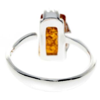 Bague réglable moderne rectangulaire en argent sterling 925 et véritable ambre de la Baltique - GL418A 4