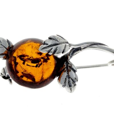 925 Sterling Silver & Baltic Amber Art Deco Brooch - 4176