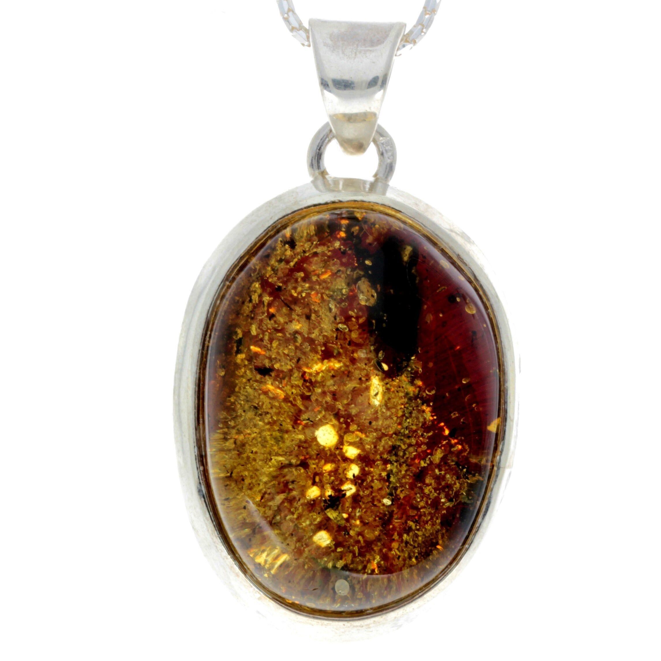 925 Sterling Silber & echter grüner baltischer Bernstein exklusiver einzigartiger Anhänger - PD2186