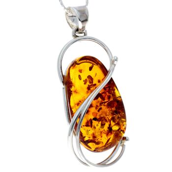 Pendentif unique exclusif en argent sterling 925 et véritable cognac ambre de la Baltique - PD2160 4