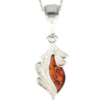 Pendentif classique en argent sterling 925 et ambre de la Baltique - G232 3