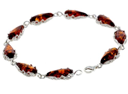 925 Sterling SilveR & Baltic Amber Modern Link Bracelet - G500