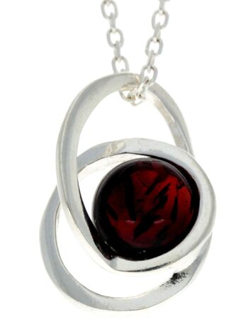 Pendentif moderne en argent sterling 925 et véritable ambre de la Baltique - GL389 29