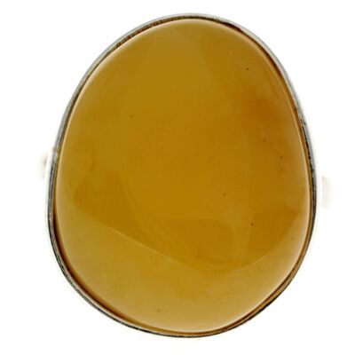 925 Sterling Silver & Genuine Lemon Baltic Amber Unique Ring - RG0652