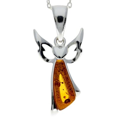 Pendentif ange en argent sterling 925 et ambre de la Baltique - GL2008C