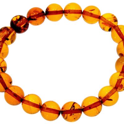 Bracciale elastico in vera ambra baltica unisex - Sfere perfette da 6 a 9 mm - BT0164