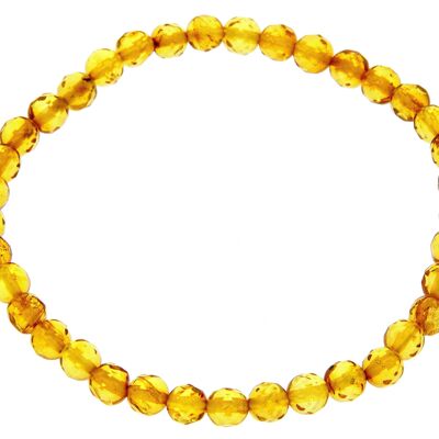 Bracciale elastico in vera ambra baltica unisex - perline di ambra sfaccettata 5x5 mm - BT0165