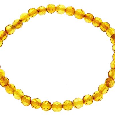 Bracciale elastico in vera ambra baltica unisex - perline di ambra sfaccettata 5x5 mm - BT0165