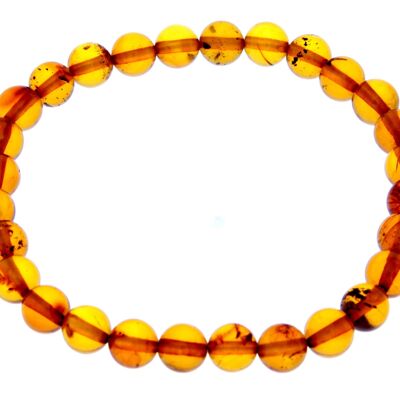 Bracciale elastico da donna in vera ambra baltica - Palline perfette 7-8 mm - BT0169