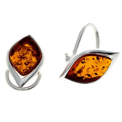 Boucles d'oreilles modernes en argent sterling 925 et ambre de la Baltique - GL187