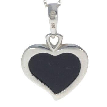 Pendentif gravé coeur classique en argent sterling 925 et ambre de la Baltique - AD200 7