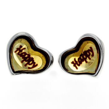 Boucles d'oreilles en argent sterling 925 et ambre de la Baltique - AC004 17