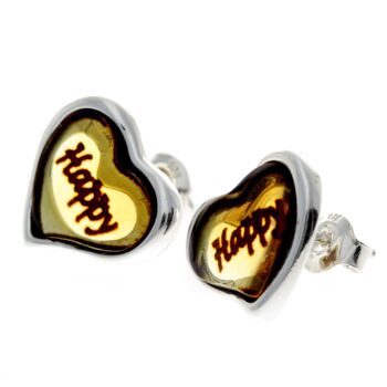 Boucles d'oreilles en argent sterling 925 et ambre de la Baltique - AC004 18