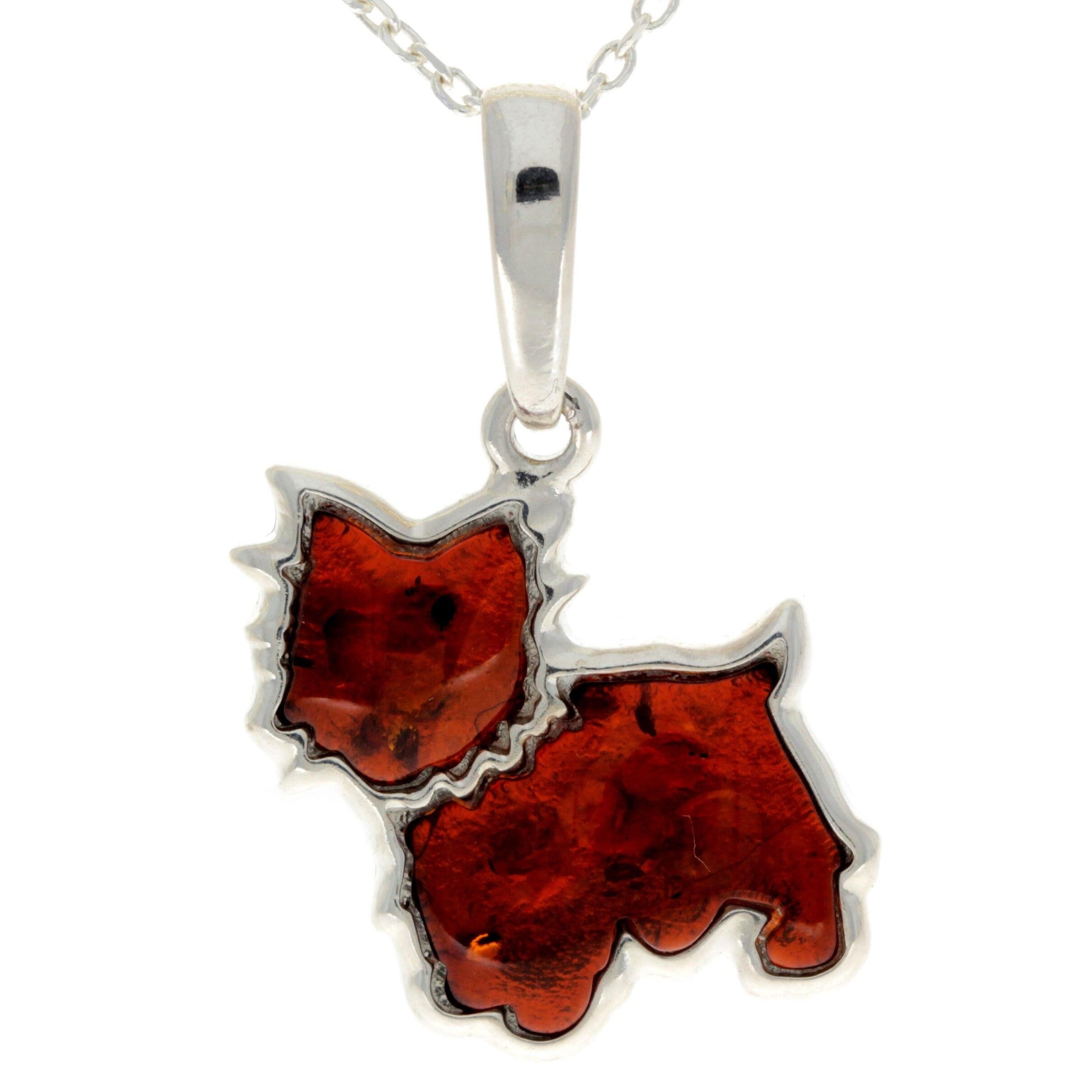 925 Sterling Silber & Baltischer Bernstein Westie – Scotty Dog – AD218