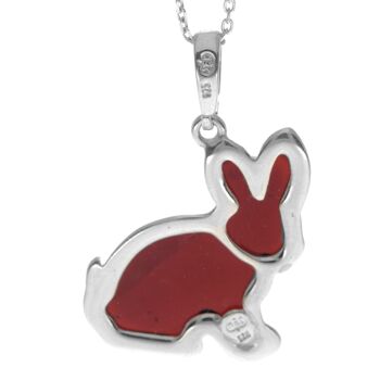 Pendentif lapin en argent sterling 925 et ambre baltique - AD221 7