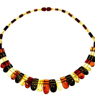 Collana egizia in ambra multicolore NE0202 realizzata con vera ambra baltica