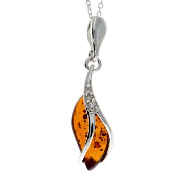 Pendentif moderne en argent sterling 925 et ambre de la Baltique - GL395 10