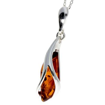 Pendentif moderne en argent sterling 925 et ambre de la Baltique - GL395 3