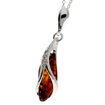 Pendentif moderne en argent sterling 925 et ambre de la Baltique - GL395 7