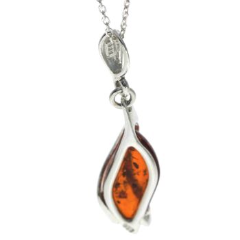 Pendentif moderne en argent sterling 925 et ambre de la Baltique - GL395 8