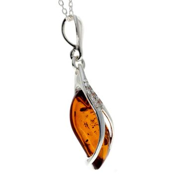 Pendentif moderne en argent sterling 925 et ambre de la Baltique - GL395 9