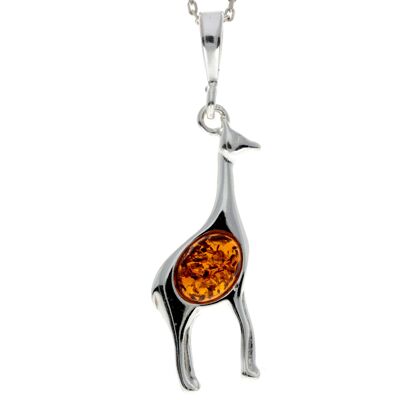 Pendente Giraffa in argento sterling 925 e ambra baltica - M389