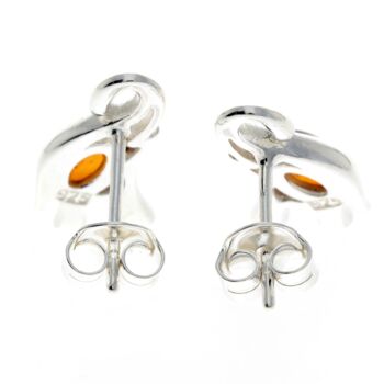 Boucles d'oreilles éléphant en argent sterling 925 et ambre de la Baltique - GL176 3